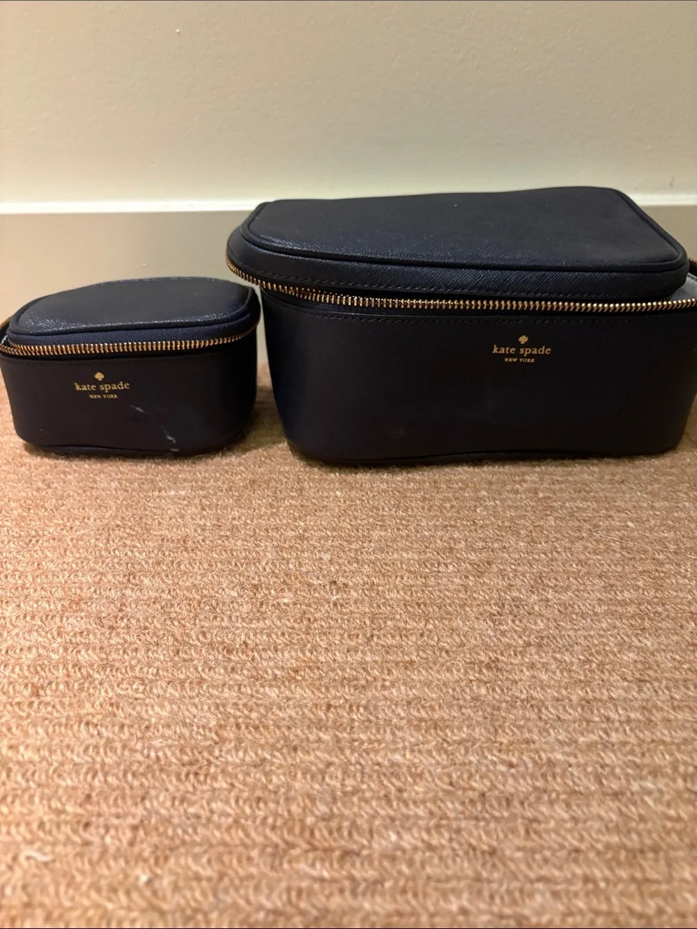 kate spade Black Leather Men's Toiletry & Accessory Case Set